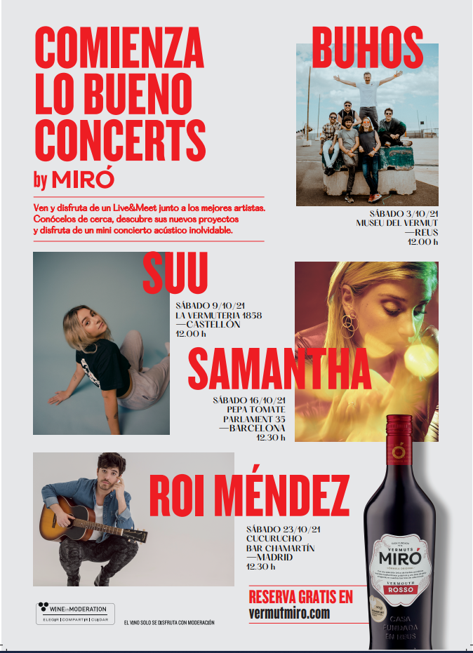 Cartel de conciertos patrocinados por Vermuts Miró