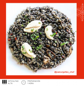 Arroz negro al miró vermouth